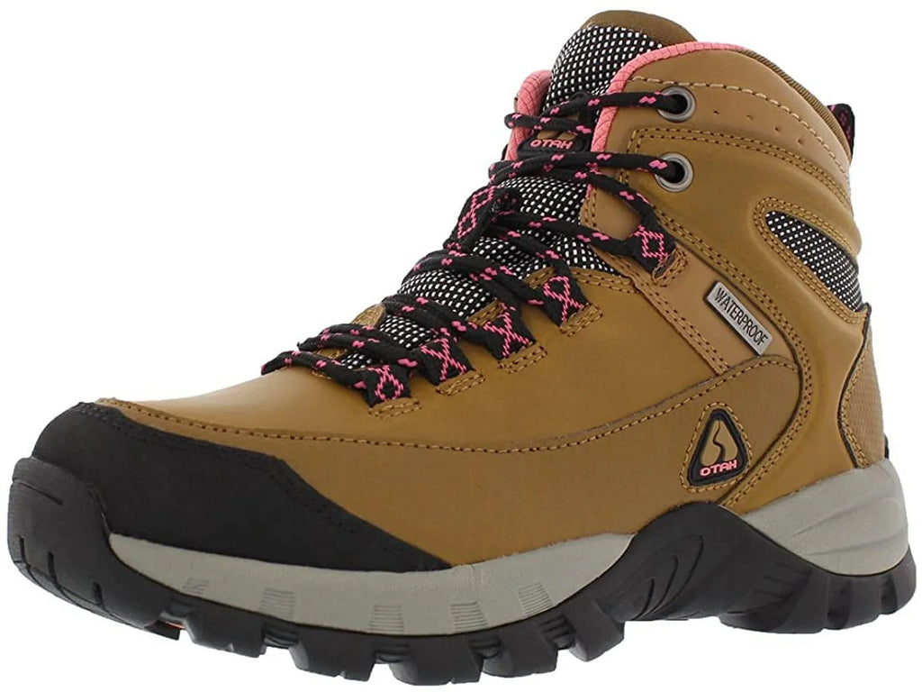 Otah Otah Forestier Womens Waterproof Hiking Mid-Cut Camel/Pink Boots Sizeize 8, Color: Camel/Pink