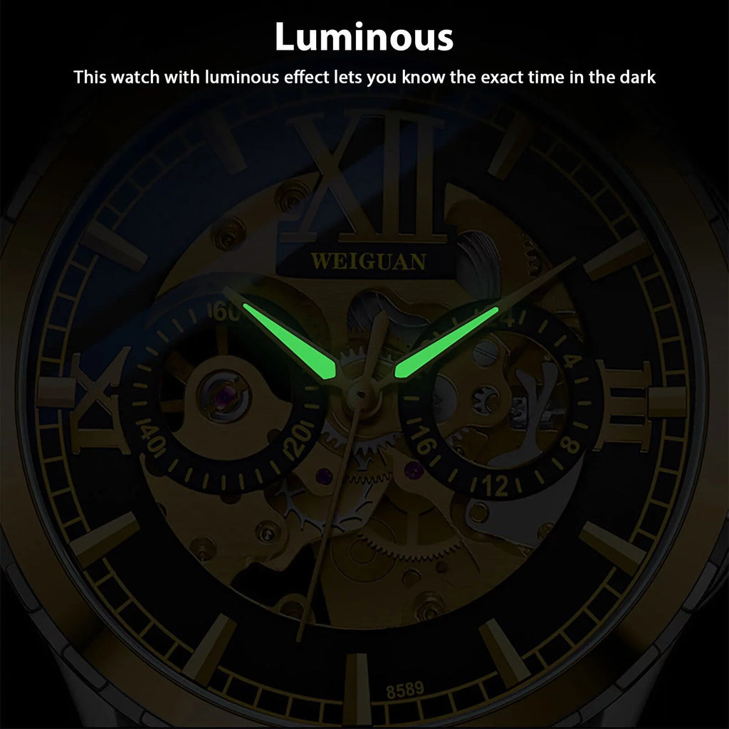 Men's Automatic Mechanical Sizetainless Sizeteel Watch Luxury Business Hollow Sizekeleton