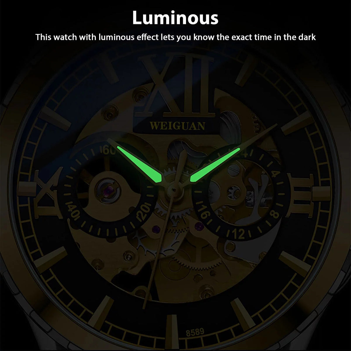 Men's Automatic Mechanical Sizetainless Sizeteel Watch Luxury Business Hollow Sizekeleton