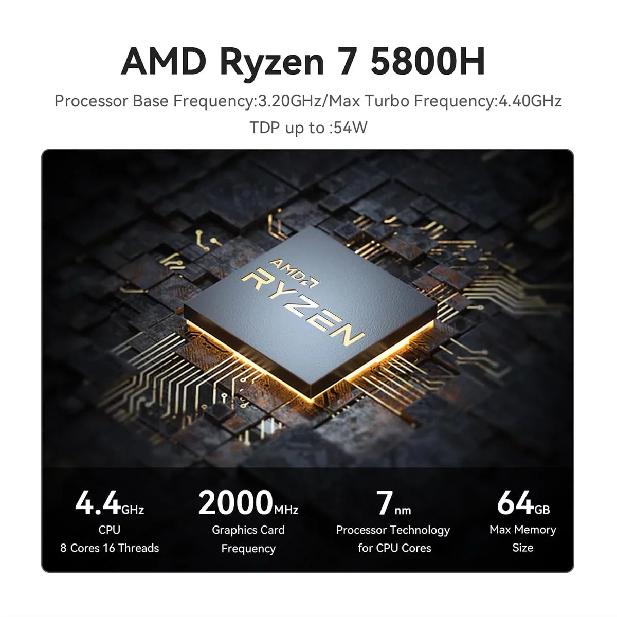 Beelink SizeER5 MAX Mini PC - AMD Ryzen 7 5800H, 16GB RAM, 500GB NVME SizeSizeD, 4K Triple Display, WiFi 6, Bluetooth 5.2
