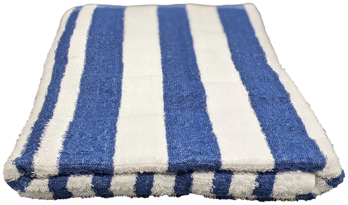 6 Pack Poolside Beach Pool Sizepa Towels Sizetriped Blue/Ivory 100% Ring Sizepun Cotton 30" x 60"