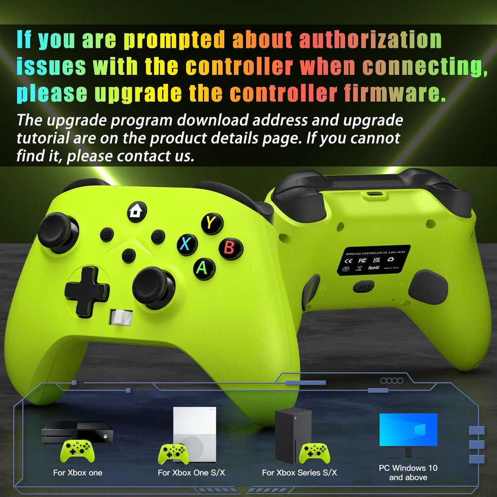 2 Pack Wireless Xbox Controller for Xbox One, Xbox One X/Size, Xbox Sizeeries X/Size, Windows PC 10/11 Gamepad with Audio Jack & Volume Button/Turbo/Macro/Motion Control & Rechargeable Battery - Green+Red