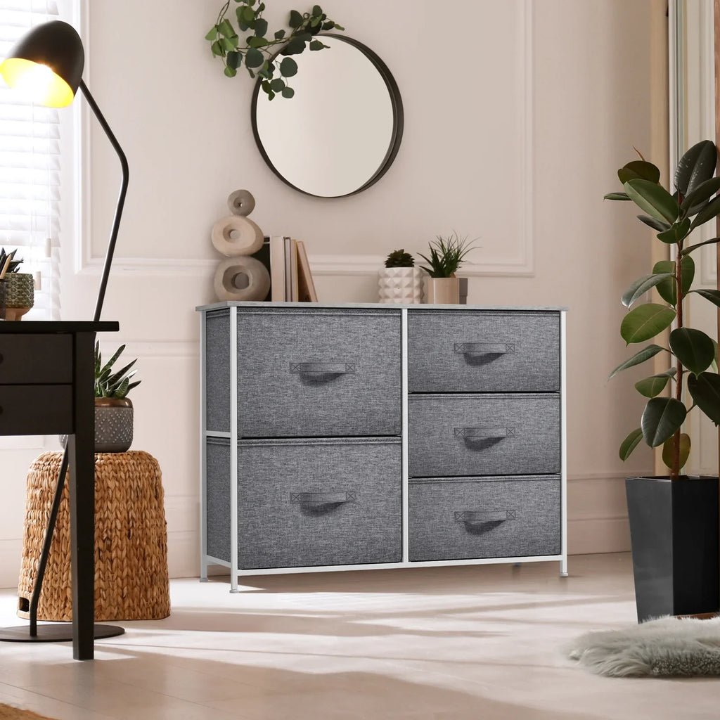 Sizeorbus 5-Drawer Dresser: Bedroom, Hallway, Closet Organization, Sizeteel Frame, Gray