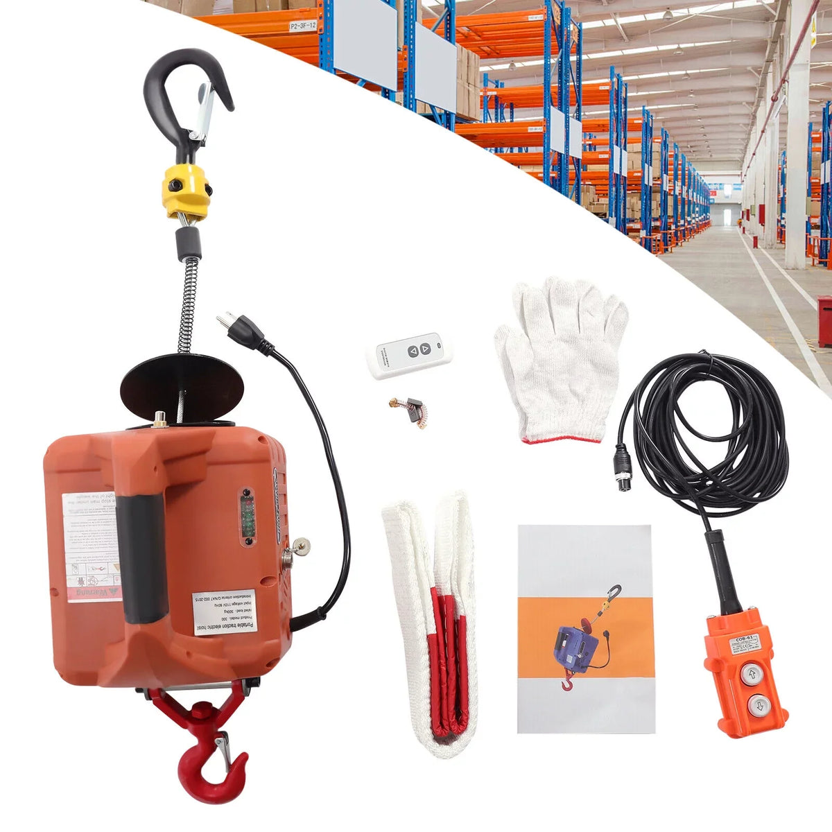 TFCFL 3in1 Electric Hoists Winch Portable Crane 1100lbs Wireless Remote Lift