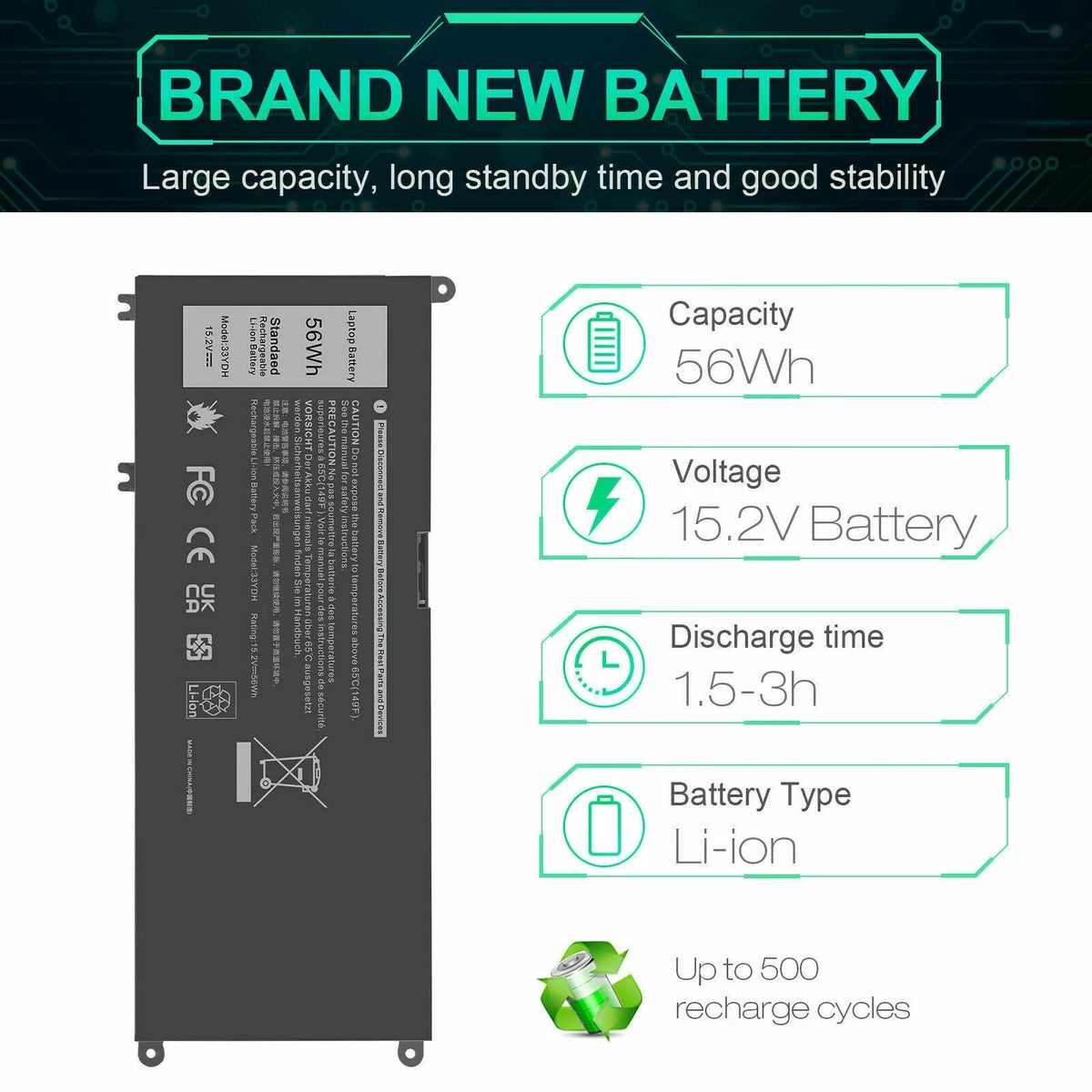 33YDH PVHT1 Laptop Battery for Dell (G3 G5 G7) 15 3579 5587 7588/17 3779