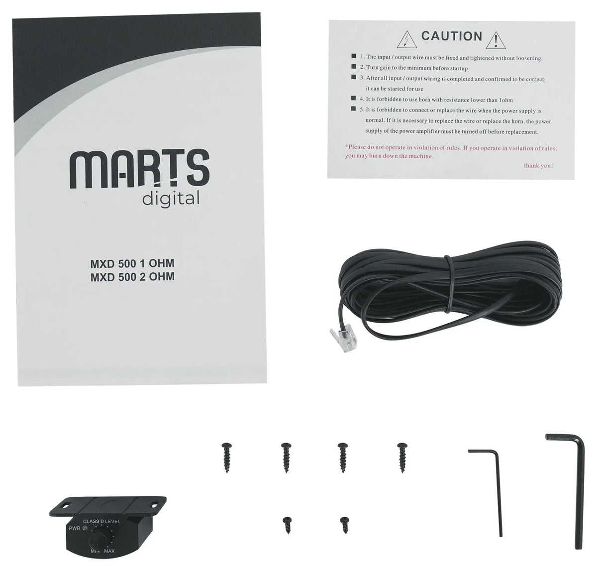 Marts Digital MXD 500 1 OHM 500w RMSize Mono Car Amplifier+Bass Remote+Amp Kit