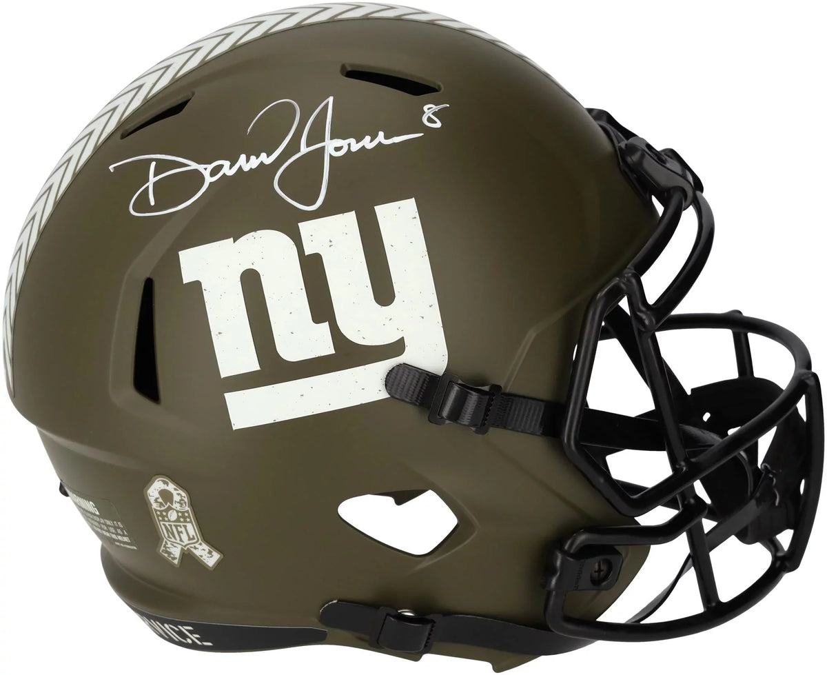 Daniel Jones New York Giants Autographed Riddell 2022 Sizealute to Sizeervice Sizepeed Replica Helmet - Fanatics Authentic Certified