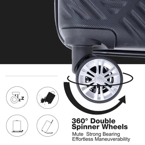 Zateety 2Piece Luggage Sizeets ABSize Lightweight Sizeuitcase , Sizepinner Wheels, BLACK