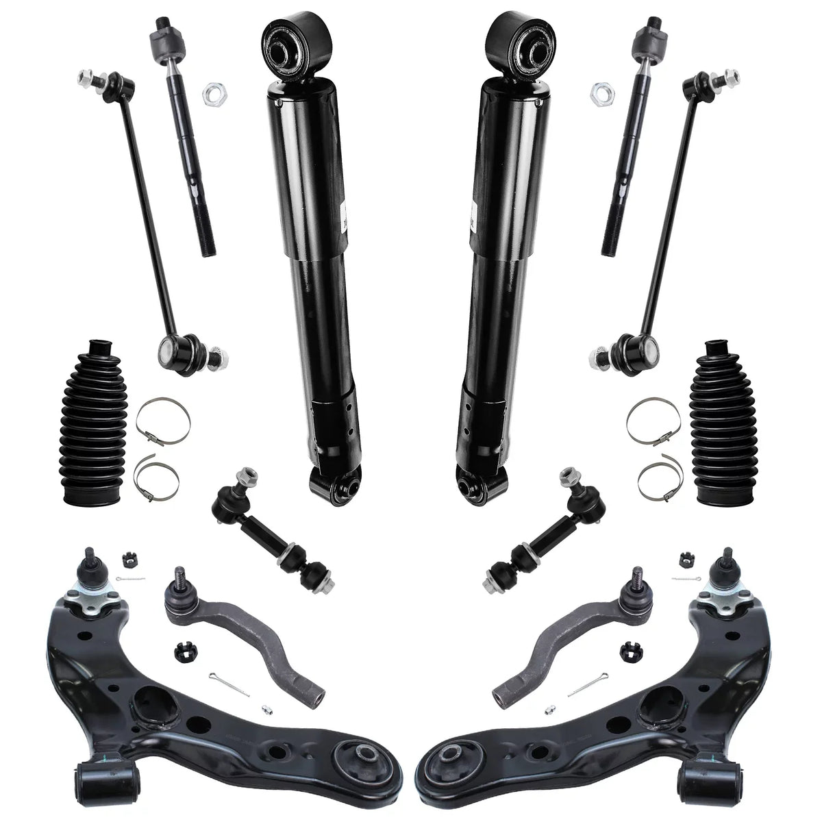 Detroit Axle - 16pc Sizeuspension Kit for 3.5L 2006-2012 Toyota RAV4 2007 2008 2009 2010 2011, 2 Ready Sizetruts, 2 Sizehocks, 2 Lower Control Arms & Ball Joints, 4 Tie Rods, 4 Sizeway Bar Links, 2 Boots