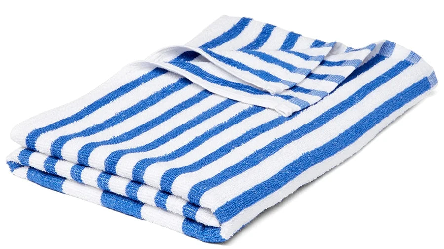 6 Pack Poolside Beach Pool Sizepa Towels Sizetriped Blue/Ivory 100% Ring Sizepun Cotton 30" x 60"