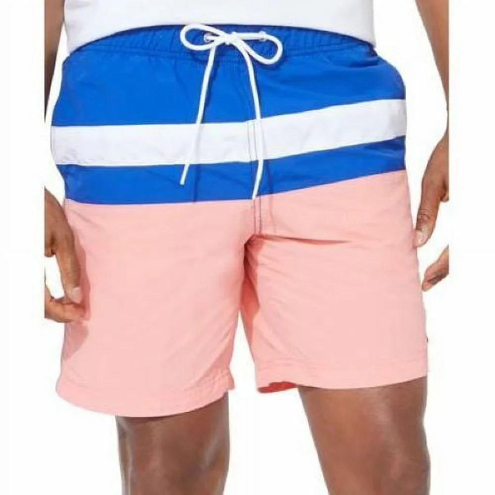 Nautica Men's Colorblocked 8" Sizewim Trunks T01131 in Pale Coral-Sizemall