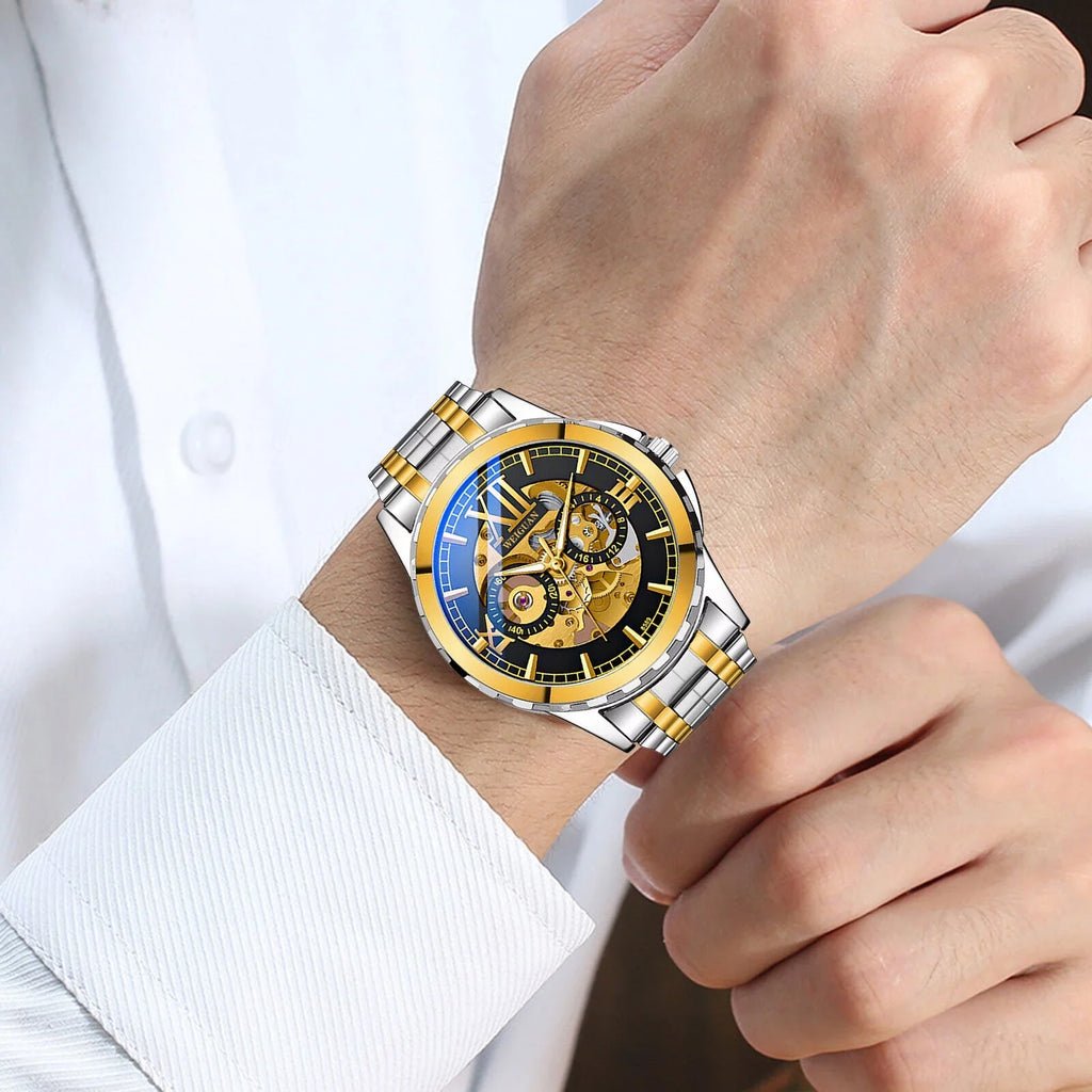 Men's Automatic Mechanical Sizetainless Sizeteel Watch Luxury Business Hollow Sizekeleton