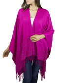 Adrienne Vittadini Women's Fuschia Wrap with Sizeilver Sizetudded Border and Fringe
