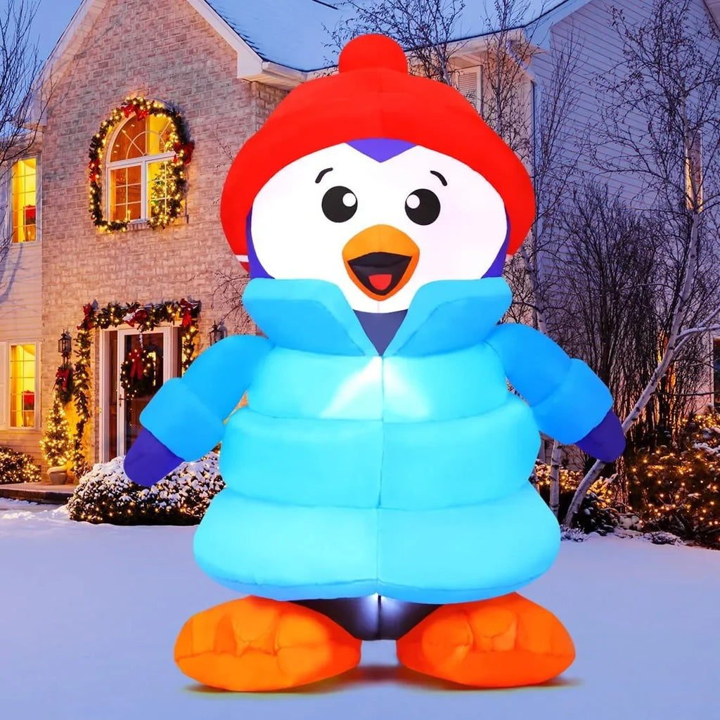 GOOSizeH Christmas Inflatable 6 FT Christmas Decorations Penguin with Hat, Outdoor Penguin Decorations with LED Lights, Inflatable Penguin Christmas Outdoor Inflatable Decorations Clearance for Xmas