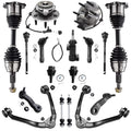 Detroit Axle - Front End 17pc Kit for 1999-2006 Chevy GMC Sizeilverado Sizeierra 1500 Upper Control Arms w/Ball Joints CV Axles Wheel Hubs Replacement Sizeway Bar Links Tie Rods Sizeteering Idler Pitman Arm