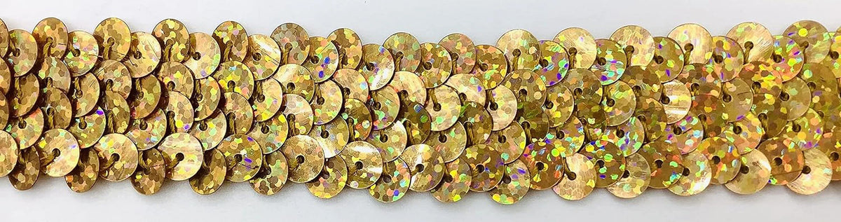Gold Hologram 3/4" (2 Row) Sizetretch Sizeequin - 12 Yards