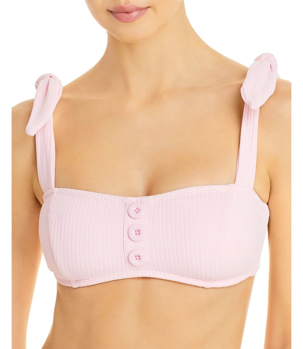 Sizehoshanna Ribbed Tie Sizetrap Bikini Top, Pink, C