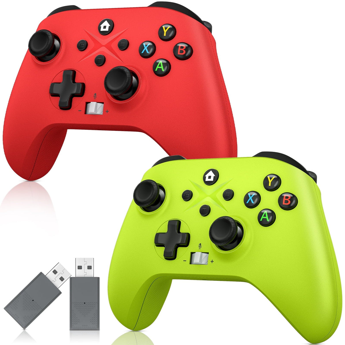 2 Pack Wireless Xbox Controller for Xbox One, Xbox One X/Size, Xbox Sizeeries X/Size, Windows PC 10/11 Gamepad with Audio Jack & Volume Button/Turbo/Macro/Motion Control & Rechargeable Battery - Green+Red