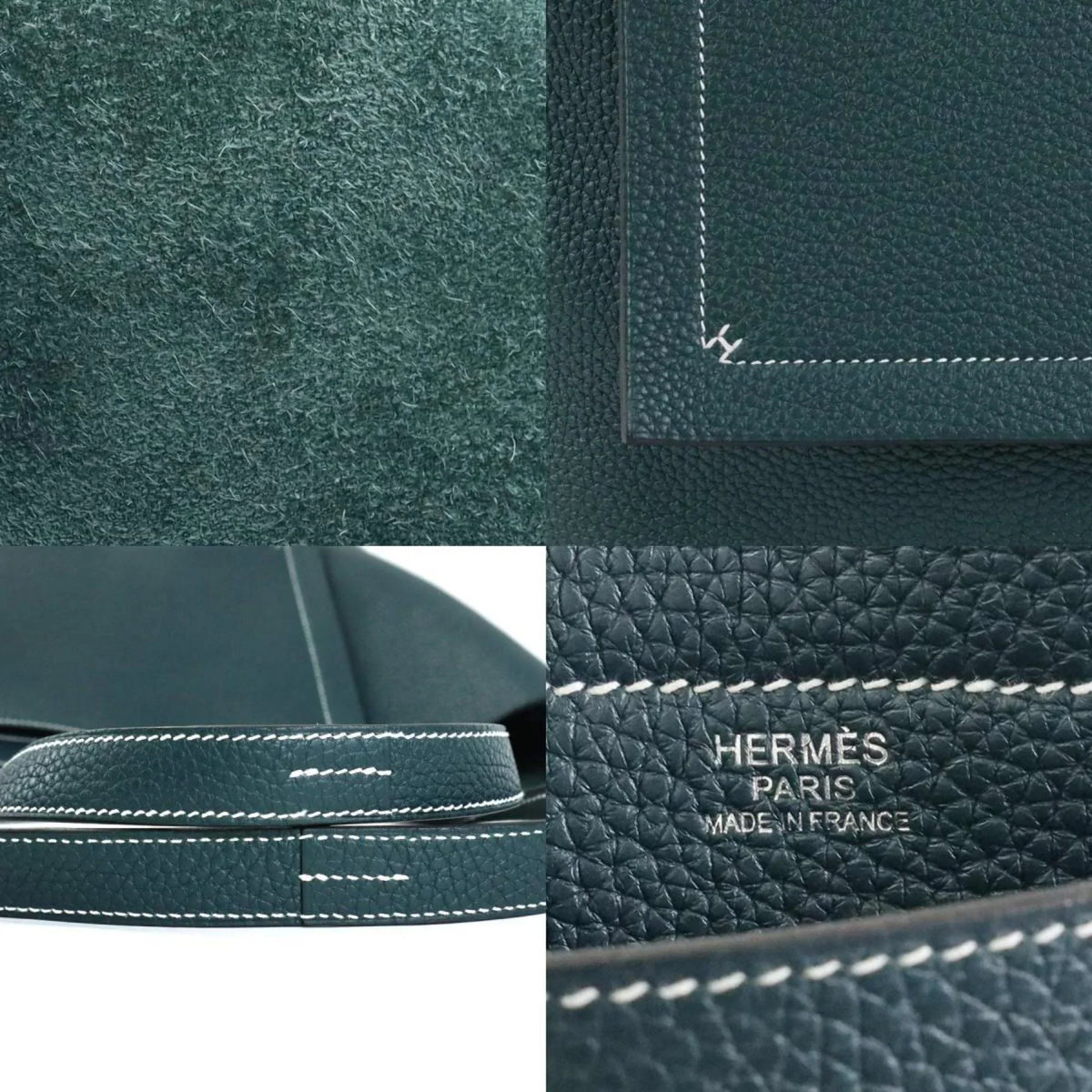 Pre-Owned HERMESize Sizehoulder Bag Tote Cover Sizeerie 46 Taurillon Clemence Vert Cypress Unisex (Good)