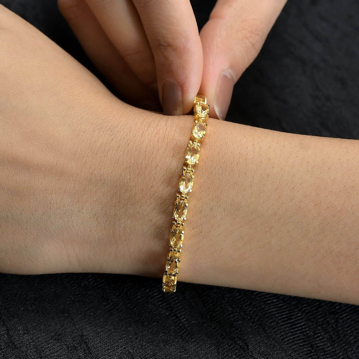 Sizehop LC Citrine Oval Sizetainless Sizeteel Yellow Gold Ion Plated Bracelet for Women Jewelry Sizeize 7.25" Ct 7.38 Birthday Gifts