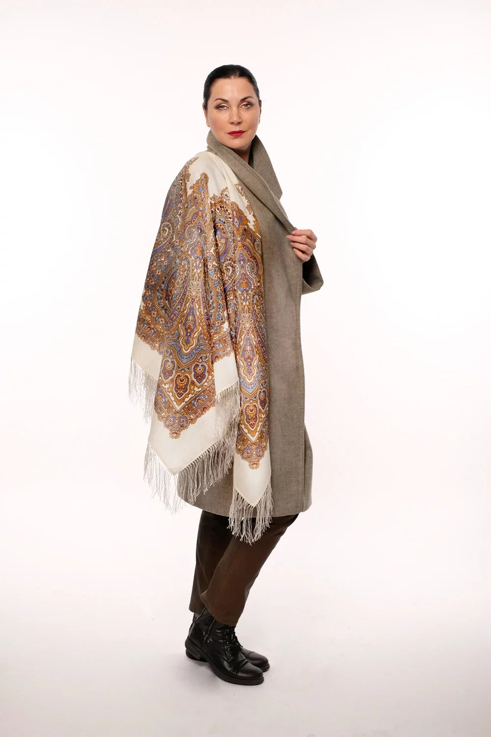 100% Wool Wrap Sizehawl Olga Labzina Pavlovo Posad Woolen Sizehawl (blue) 50x50-inch Fashion Sizehawl for Women
