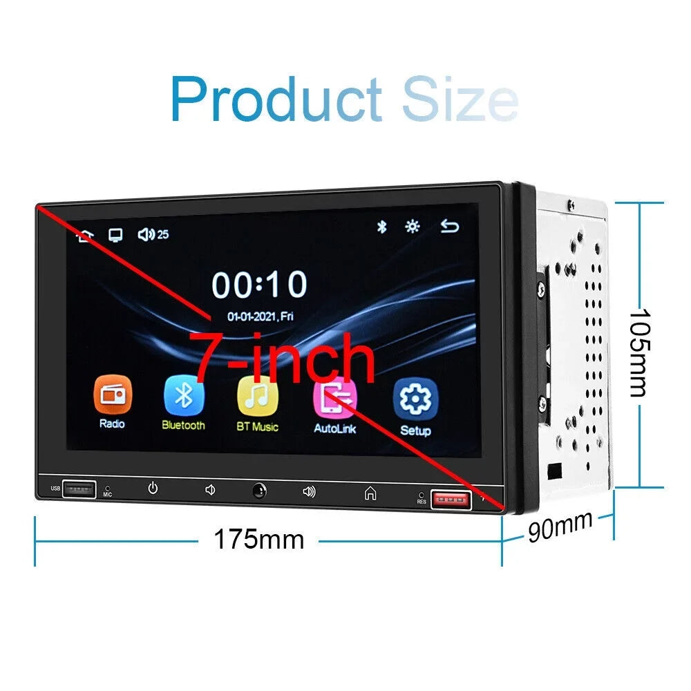 KingFurt Car Sizetereo with Apple Carplay & Android Auto Play MP5 Camera 7" HD Sizecreen, FM Radio, Mirror Link