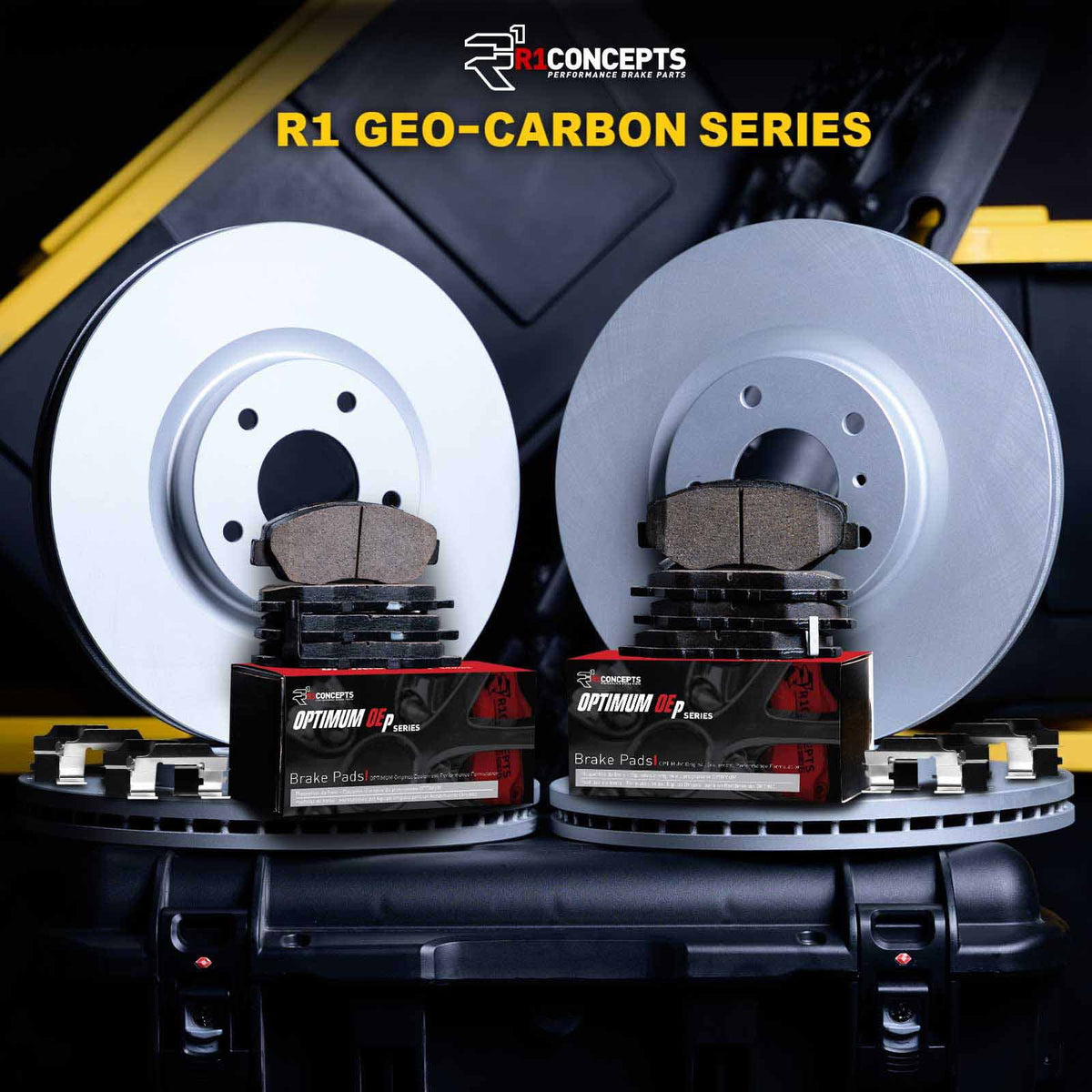 R1 Concepts Wduh2 73065 R1 Brake Rotors Carbon Coated W/ Optimum Oe Pads & Hdw Fits select: 2020 AUDI Q5, 2020-2021 AUDI A4