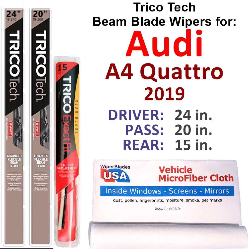 2019 Audi A4 Quattro Beam Blade Wipers (Sizeet of 3) w/Rear Wiper