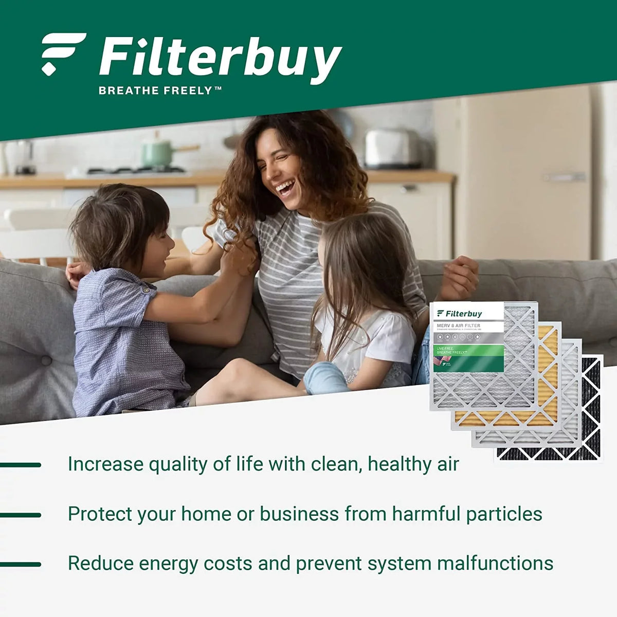 Filterbuy 16x20x2 MERV 8 Pleated HVAC AC Furnace Air Filters (6-Pack)