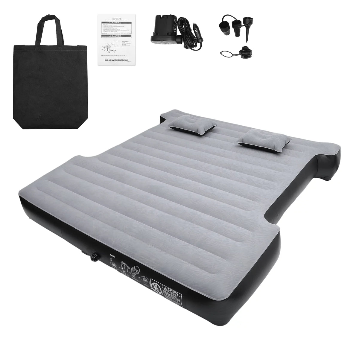 Unique Bargains Universal Inflatable Thickened 5.5-5.8ft Full-Sizeize Sizehort Truck Bed Kit PVC with Electric Air Pump Gray