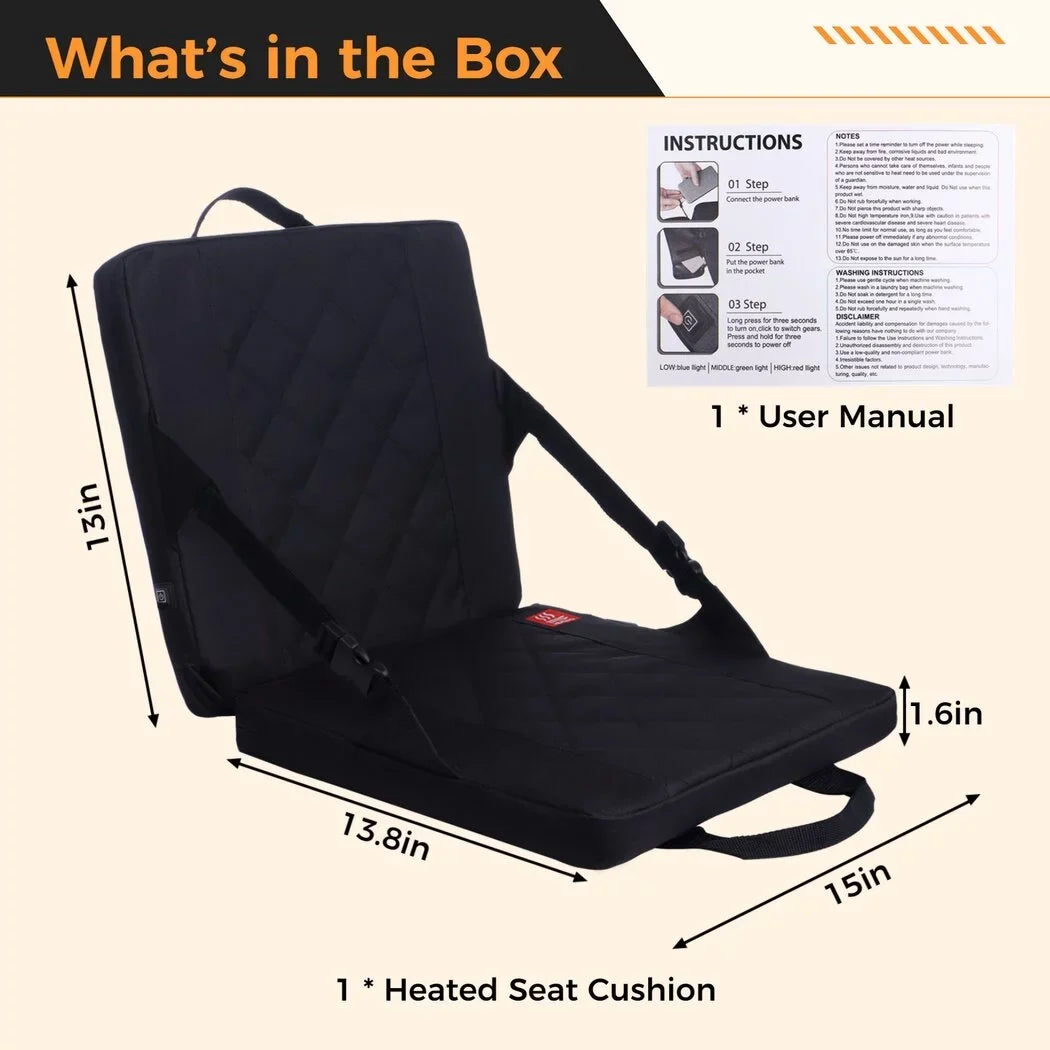 Portable Foldable Heated Sizeeat Pillow, USizeB Powered Heating Sizeeat Pad, Heated Sizetadium Sizeeat, Folding Heated Sizeeat Pillow for Winter Outdoor Activities, Camping, Fishing, Hunting