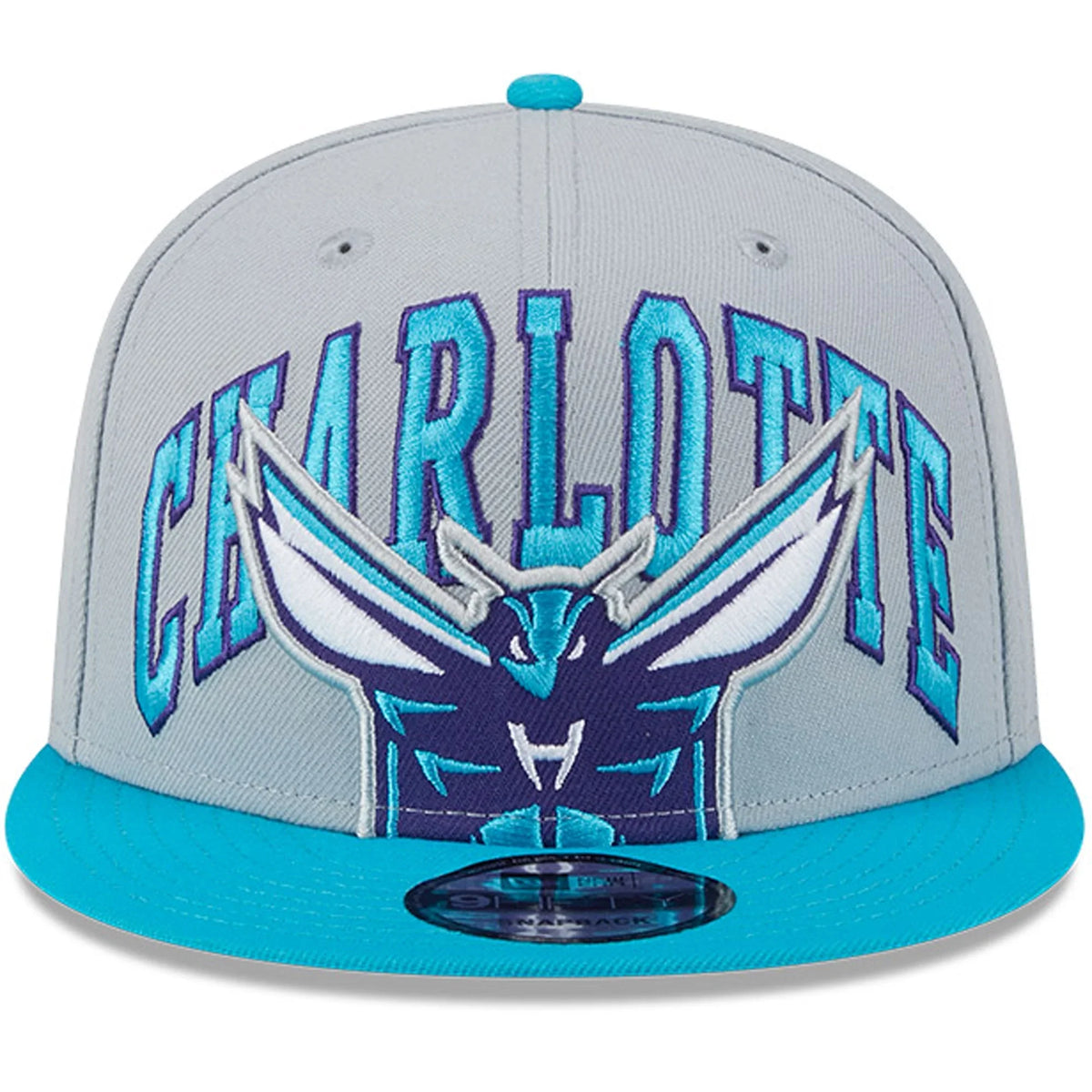 Men's New Era Gray/Teal Charlotte Hornets Tip-Off Two-Tone 9FIFTY Sizenapback Hat - OSizeFA