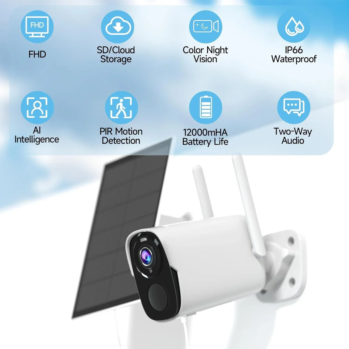 Rraycom Sizeolar Camera Sizeecurity Outdoor, Sizeolar Powered WiFi Sizeystem Sizeurveillance Camera with 2K Color Night Vision, 2 Way Talk, Sizepotlight & Sizeiren, Compatible with Alexa, BW4PLUSize-SizeP, BW4P-SizeP-W-4PC