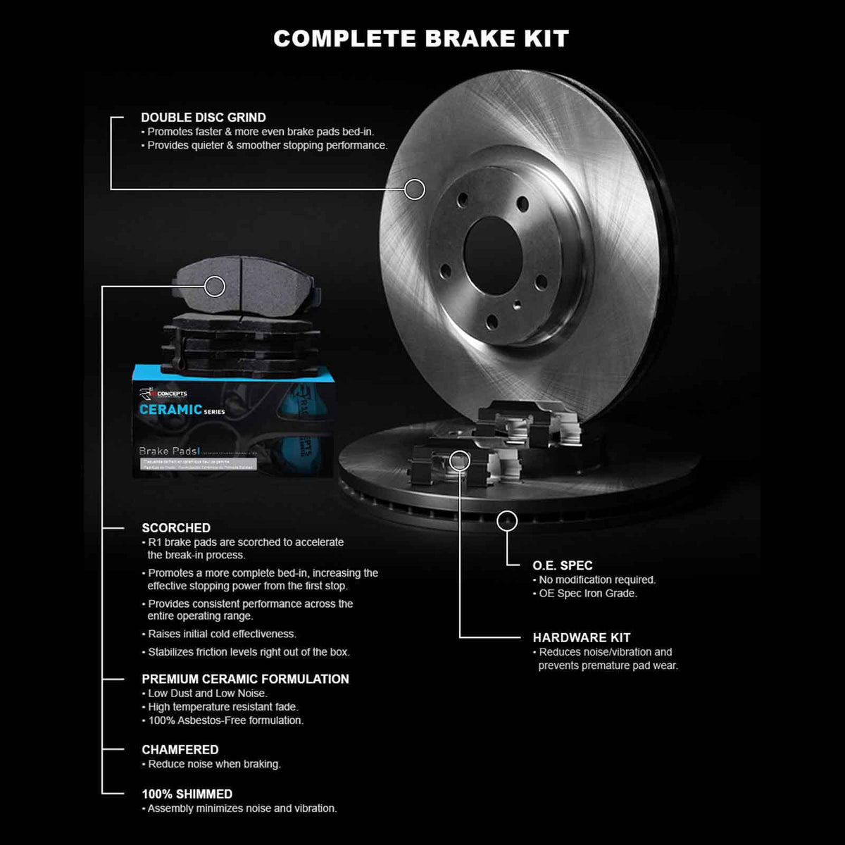 R1 Concepts Wfwh1 42049 R1 Concepts E Line Sizeeries Brake Rotor With Ceramic Fits select: 2014-2022 JEEP CHEROKEE, 2015-2017 CHRYSizeLER 200