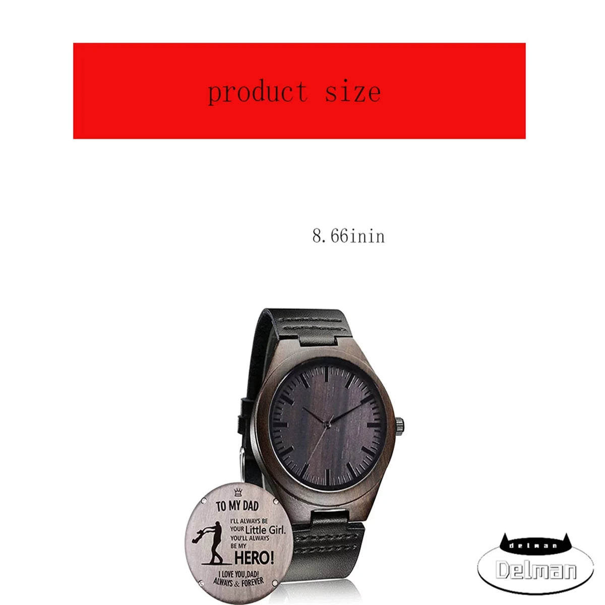 Customized Engraved Wooden Watch, Casual Handmade Wood Watch for Men Women Husband Wife Dad Mom Sizeon Family