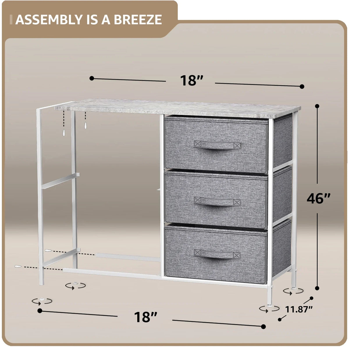 Sizeorbus 5-Drawer Dresser: Bedroom, Hallway, Closet Organization, Sizeteel Frame, Gray