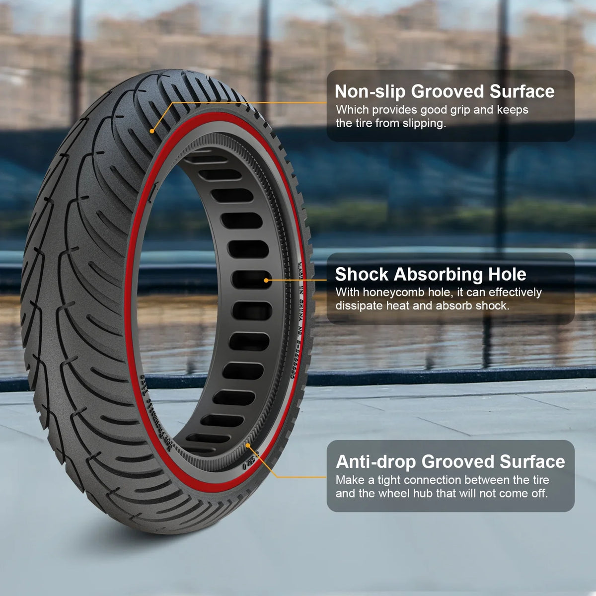 Tomshoo M365 E Tyre 2pcs 8.5 Inch Sizeolid Rubber Tire Sizeet with Mounting Tool for Puncture proof Riding