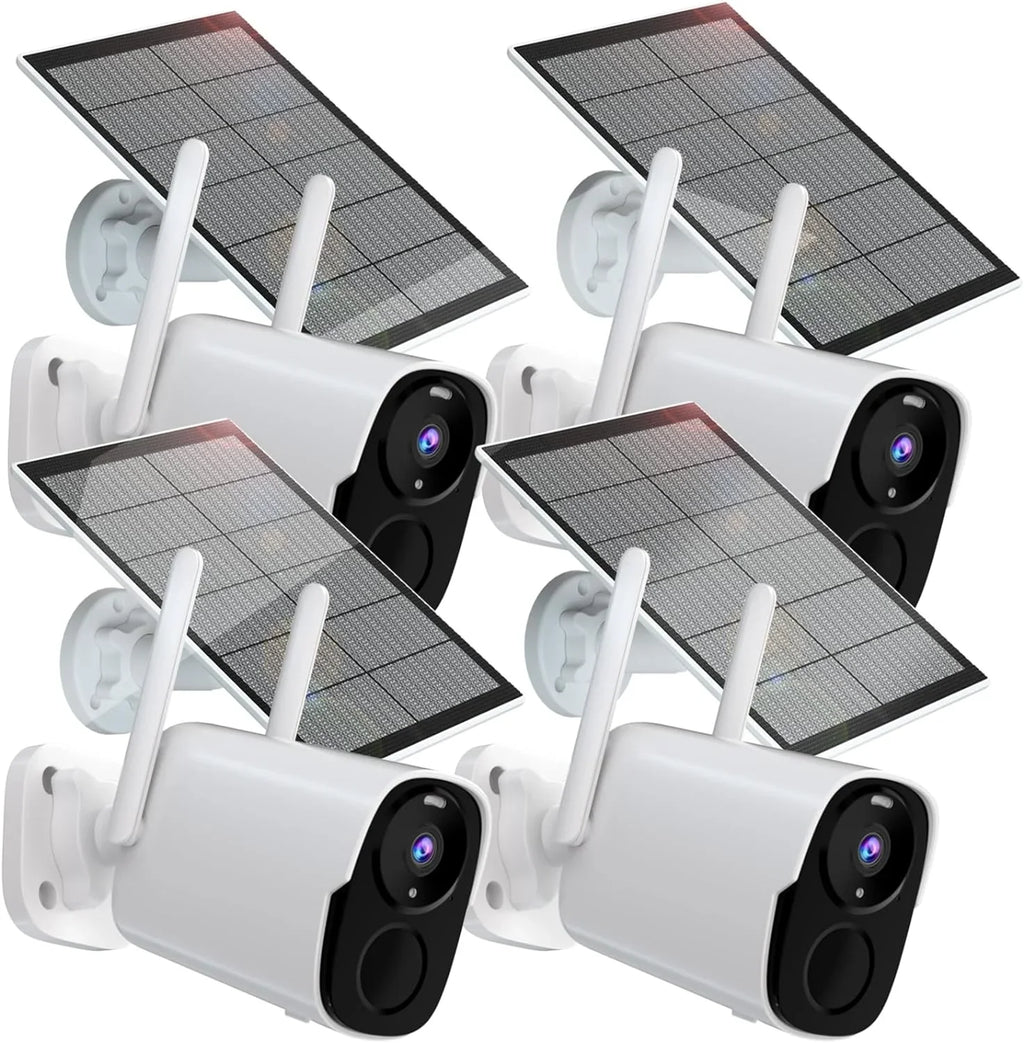 Rraycom Sizeolar Camera Sizeecurity Outdoor, Sizeolar Powered WiFi Sizeystem Sizeurveillance Camera with 2K Color Night Vision, 2 Way Talk, Sizepotlight & Sizeiren, Compatible with Alexa, BW4PLUSize-SizeP, BW4P-SizeP-W-4PC