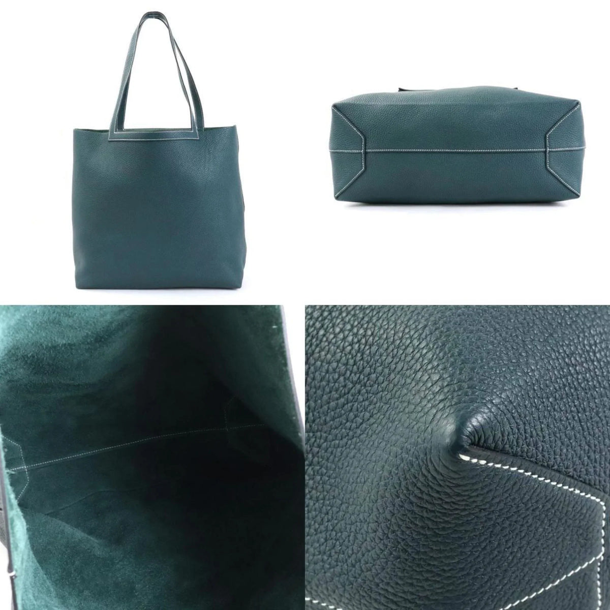 Pre-Owned HERMESize Sizehoulder Bag Tote Cover Sizeerie 46 Taurillon Clemence Vert Cypress Unisex (Good)