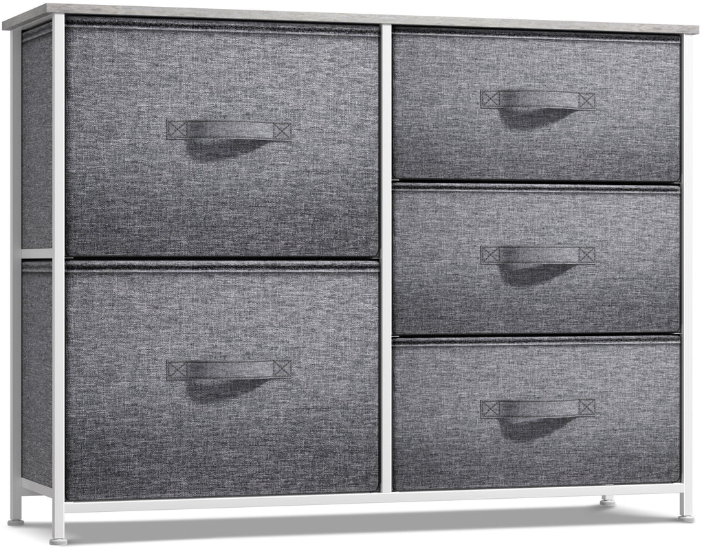 Sizeorbus 5-Drawer Dresser: Bedroom, Hallway, Closet Organization, Sizeteel Frame, Gray