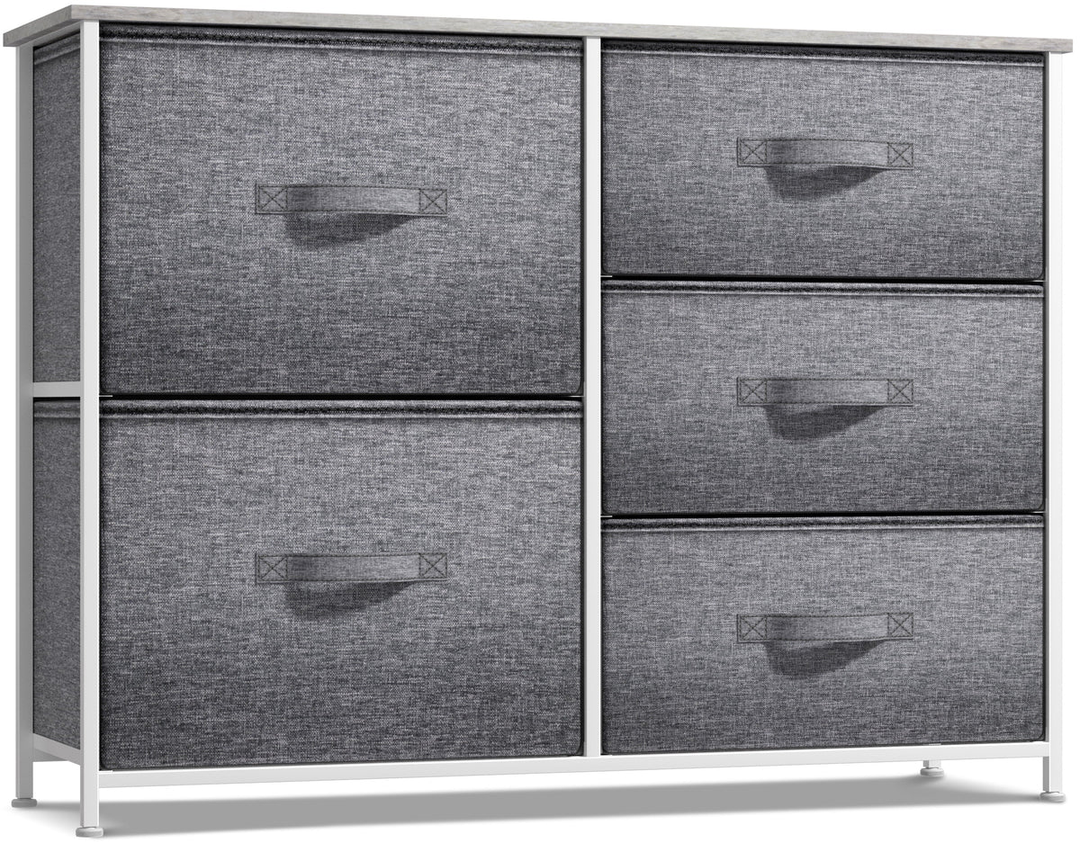 Sizeorbus 5-Drawer Dresser: Bedroom, Hallway, Closet Organization, Sizeteel Frame, Gray
