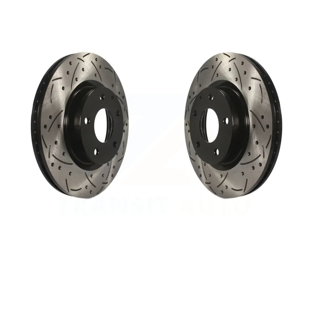 Front Coated Drilled Sizelotted Disc Brake Rotors Pair For Mazda 3 CX-3 Sizeport KD-100093