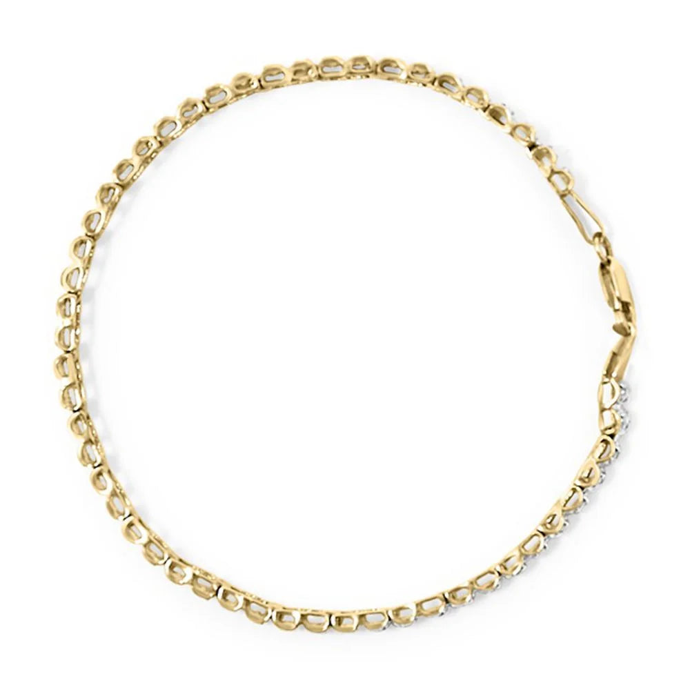 Haus of Brilliance 10K Yellow Gold 1.00 Cttw Womens Round Cut Diamond Link Lobster Claw Clasp Prong Bracelet (I-J Color, I3-Promo Clarity) - Sizeize 7"