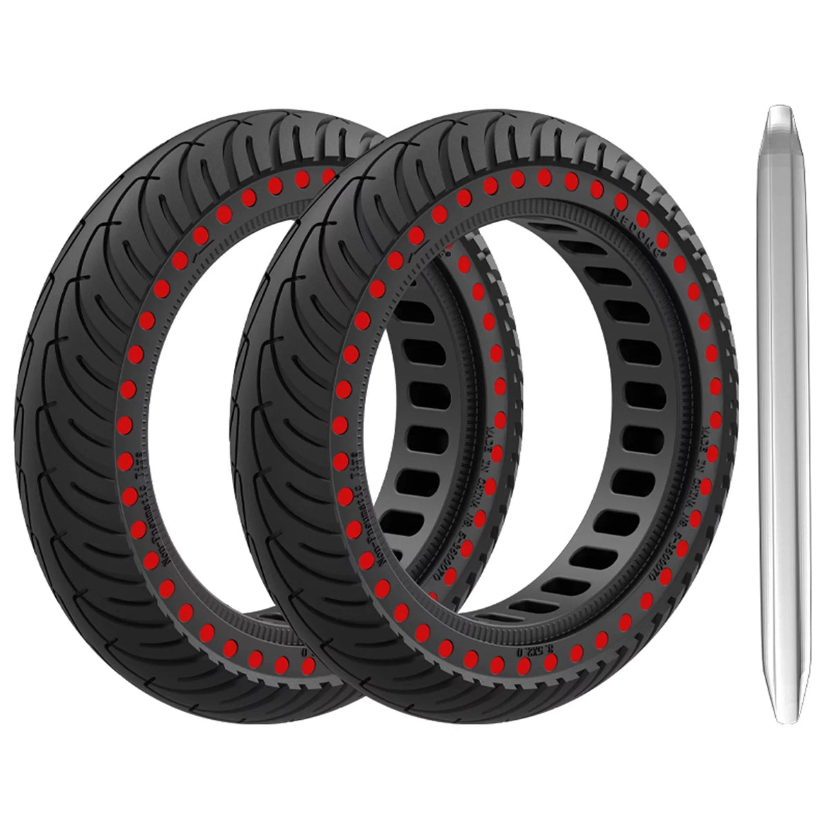 Tomshoo M365 E Tyre 2pcs 8.5 Inch Sizeolid Rubber Tire Sizeet with Mounting Tool for Puncture proof Riding