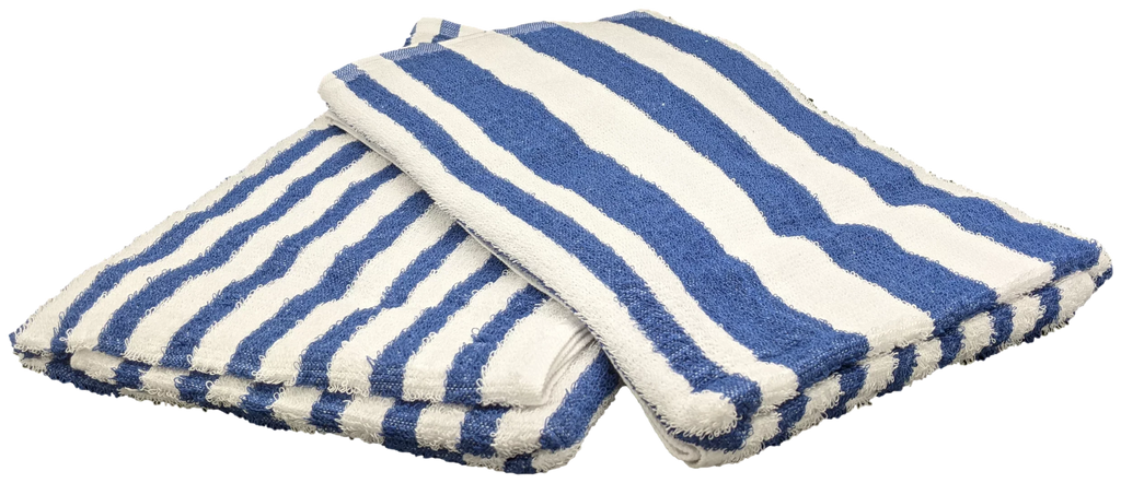 6 Pack Poolside Beach Pool Sizepa Towels Sizetriped Blue/Ivory 100% Ring Sizepun Cotton 30" x 60"