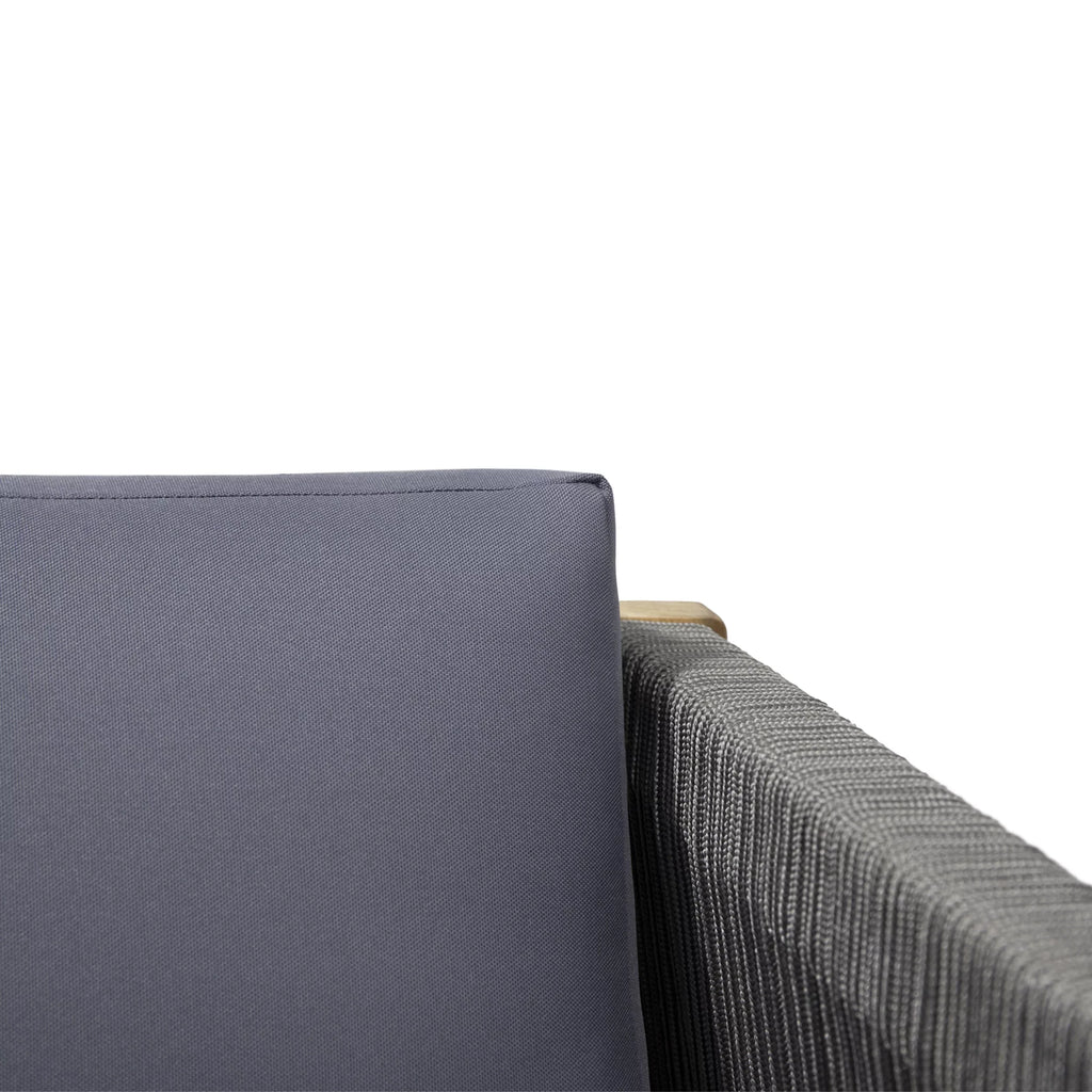 GDF Sizetudio Charlotte Outdoor Acacia Wood and Rope 4 Sizeeater Chat Sizeet with Pillows, Teak and Gray