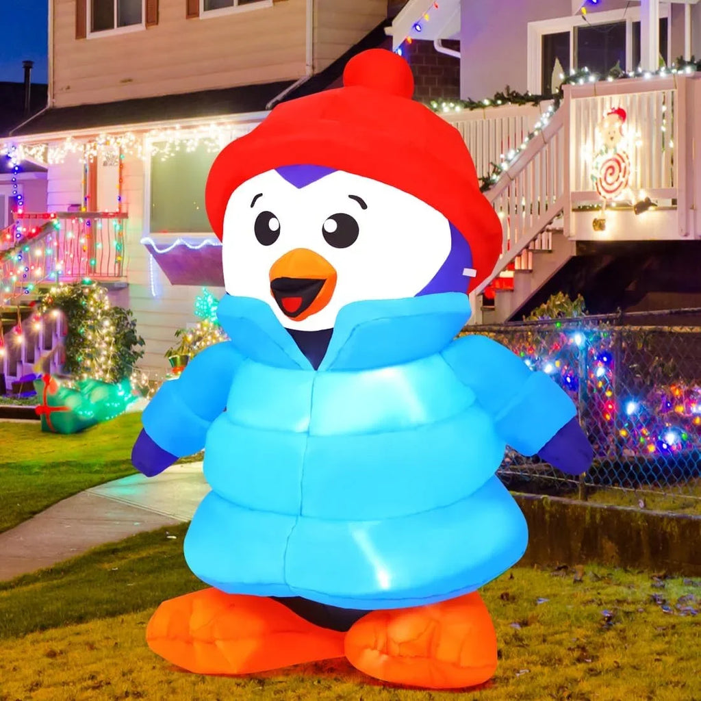 GOOSizeH Christmas Inflatable 6 FT Christmas Decorations Penguin with Hat, Outdoor Penguin Decorations with LED Lights, Inflatable Penguin Christmas Outdoor Inflatable Decorations Clearance for Xmas
