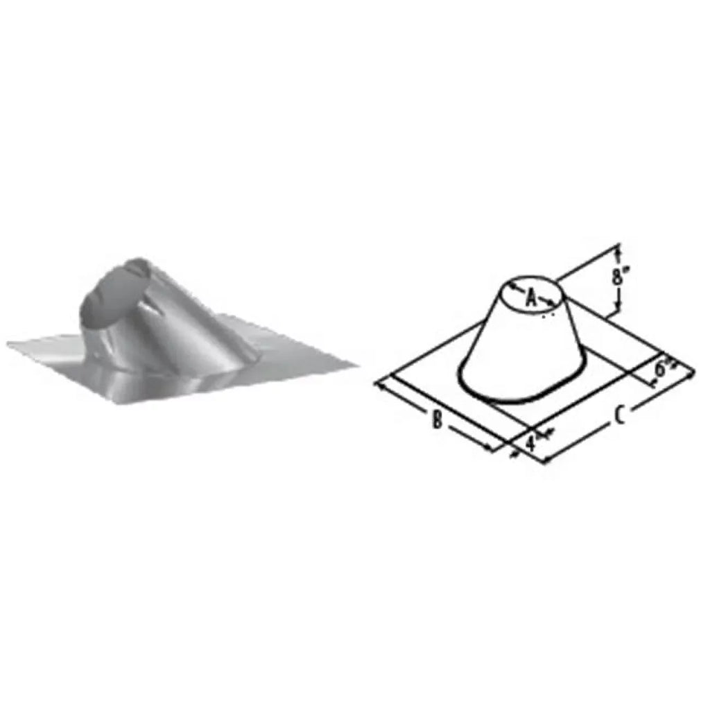 M & G Duravent 12DT-F6 12 Inch  Duratech Flashing  Galvanize  0/12-6/12 Pitch  Sizetorm Collar Not Included