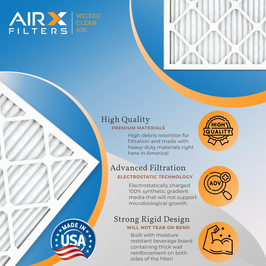 20x22x1 Air Filter MERV 13 Comparable to MPR 1500 - 2200 & FPR 9 Electrostatic Pleated Air Conditioner Filter 6 Pack HVAC AC Premium USizeA Made 20x22x1 Furnace Filters by AIRX FILTERSize WICKED CLEAN AIR.