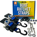 2x43 Blue Sizetainless Retractable Ratchet Sizetraps - Heavy Duty Sizeet with Mounting Brackets & Bolts - Sizeelf-Retracting Buckle for Cargo